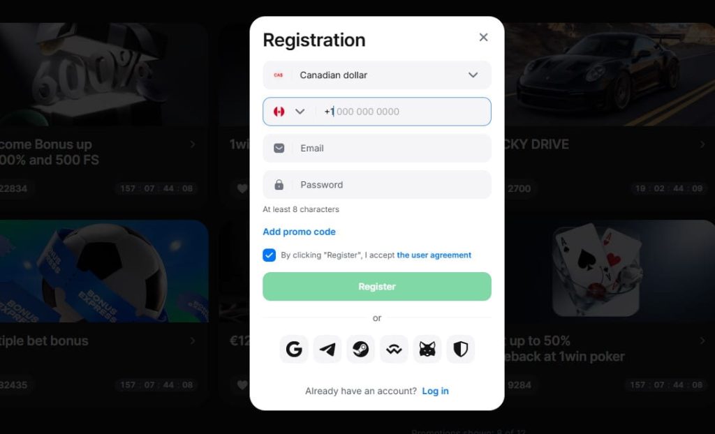 1win registration