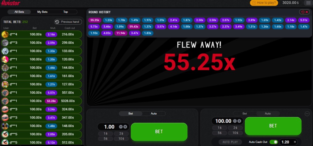 Aviator game 1win